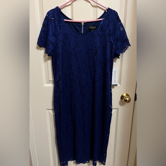 Perceptions Blue Floral Lace Dress - Size 16 - NWT - Picture 2 of 4